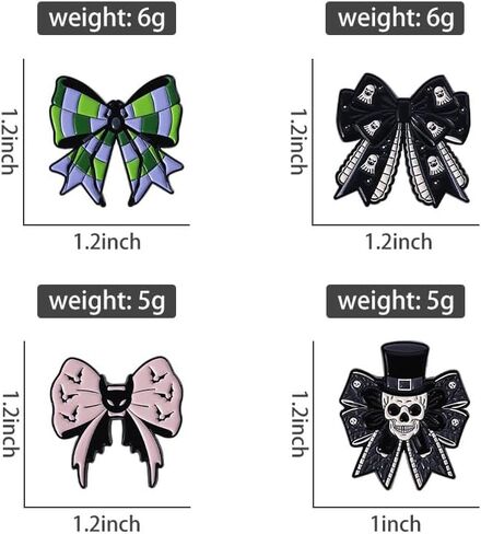 4 Pack Punk Goth Brooch Pin - Spider, Skull, Ghost Bowknot Badge for Jacket, Lapel, Bag, Dress Decoration, Vintage Metal Alloy Pins with Enamel Painting in Saudi Arabia
