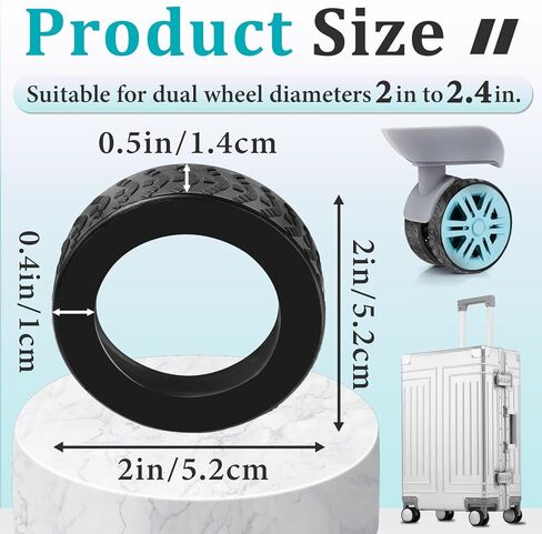 32 Pcs Luggage Wheel Covers, Silicone Luggage Wheel Protector Cover for 2-2.4" Spinner Wheels, Wear-Resistant, Anti-Noise, Essential Travel Accessories (Black) in Kuwait