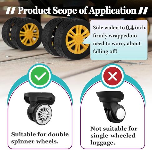 32 Pcs Luggage Wheel Covers, Silicone Luggage Wheel Protector Cover for 2-2.4" Spinner Wheels, Wear-Resistant, Anti-Noise, Essential Travel Accessories (Black) in Kuwait