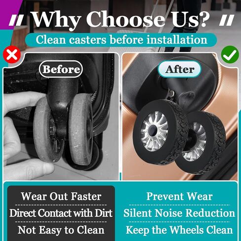 32 Pcs Luggage Wheel Covers, Silicone Luggage Wheel Protector Cover for 2-2.4" Spinner Wheels, Wear-Resistant, Anti-Noise, Essential Travel Accessories (Black) in Kuwait