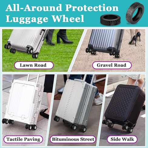 32 Pcs Luggage Wheel Covers, Silicone Luggage Wheel Protector Cover for 2-2.4" Spinner Wheels, Wear-Resistant, Anti-Noise, Essential Travel Accessories (Black) in Kuwait