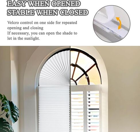 2 PCS Half Circle Window Shades, Arch Window Shade Blackout, Stick on Cellular Shades, No Drill, Easy Install, Suitable for All Windows(White) in Saudi Arabia