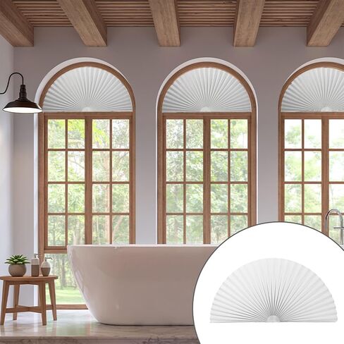 2 PCS Half Circle Window Shades, Arch Window Shade Blackout, Stick on Cellular Shades, No Drill, Easy Install, Suitable for All Windows(White) in Saudi Arabia
