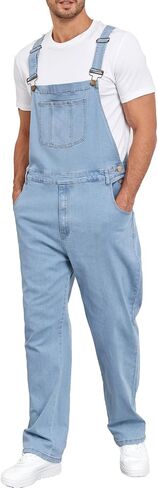Men's Denim Bib Overalls Fashion Slim Fit Stretchy Adjustable Straps Boot Cut Jeans Jumpsuit in Saudi Arabia