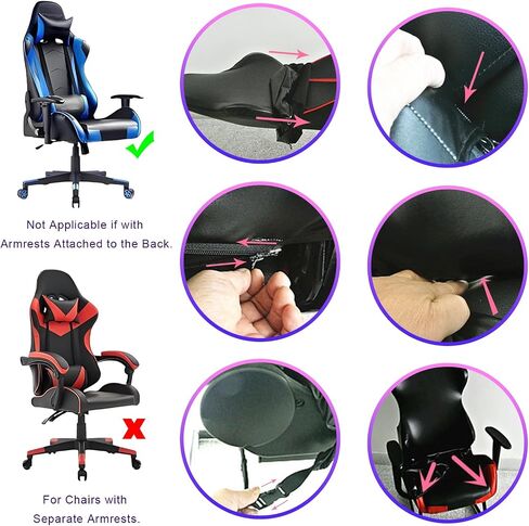 Gaming Chair Covers,Stretchable Soft Thick Breathable Mesh Scratch Resistant Gaming Chair Seat Cover with 2Pcs Armrest Slipcovers(Black-red,Style 1) in Saudi Arabia