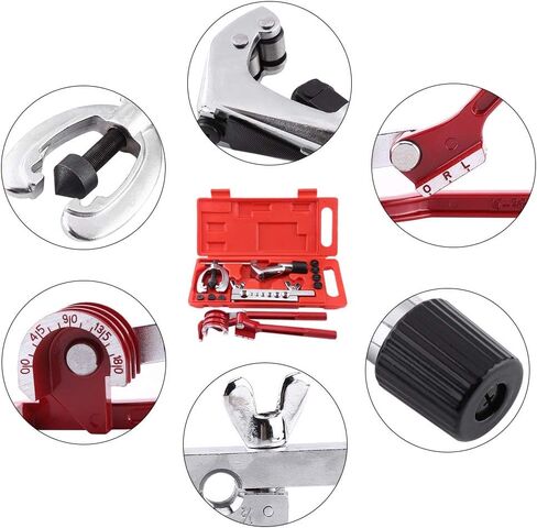 Zerone Brake Line Tool, 11Pcs Pipe Flaring Kit Brake Fuel Tube Repair Kit with Cutter Bending Tool Set Double Tool for Brake Lines in Saudi Arabia