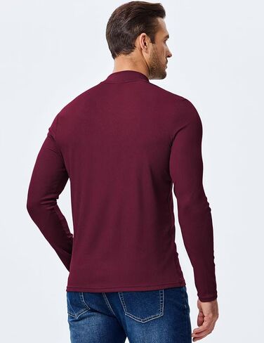 Mens Mock Turtleneck T Shirts Long Sleeve Slim Fit Shirts Casual Ribbed Knited Tops Thermal Pullover Undershirts in Saudi Arabia