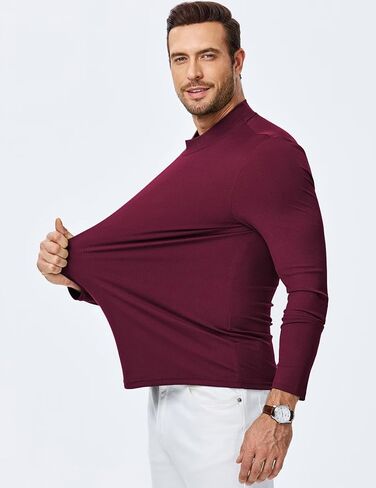 Mens Mock Turtleneck T Shirts Long Sleeve Slim Fit Shirts Casual Ribbed Knited Tops Thermal Pullover Undershirts in Saudi Arabia