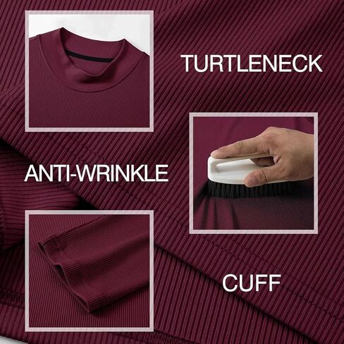 Mens Mock Turtleneck T Shirts Long Sleeve Slim Fit Shirts Casual Ribbed Knited Tops Thermal Pullover Undershirts in Saudi Arabia