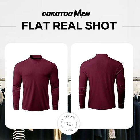 Mens Mock Turtleneck T Shirts Long Sleeve Slim Fit Shirts Casual Ribbed Knited Tops Thermal Pullover Undershirts in Saudi Arabia