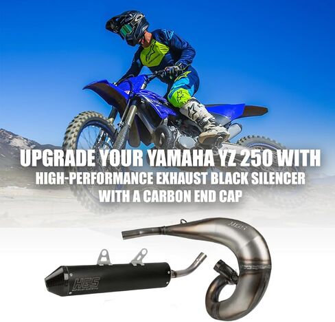 كاتم الصوت المتقلب مع غطاء نهاية الكربون للدراجة الترابية ، يناسب Yamaha YZ 250 (2022-2025) ، ترقية الأداء المتينة لسباق موتوكروس وبعد الطرق الوعرة (أسود) in Kuwait