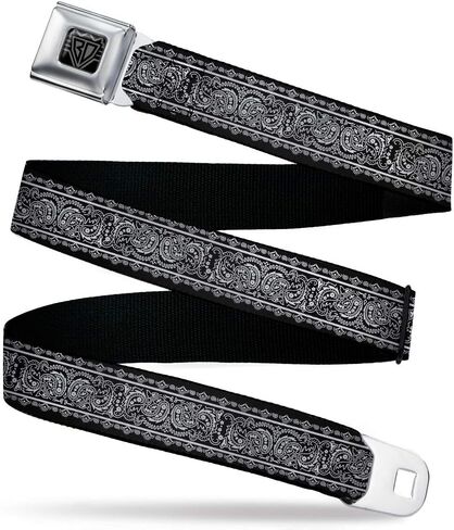 Buckle-Down Belt, Seatbelt Buckle Belt, Paisley Border Black White, Adjustable in Saudi Arabia