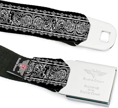 Buckle-Down Belt, Seatbelt Buckle Belt, Paisley Border Black White, Adjustable in Saudi Arabia