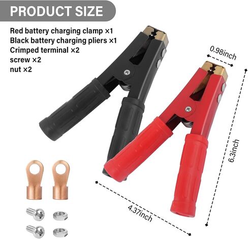 2PCS Car Battery Charger Clamps Replacement,1000A Heavy Duty Jumper Cable Clamps with Non-Slip Handle & O-Ring,Universal Jumper Cable Ends Alligator Clamp for Most Vehicles in Saudi Arabia