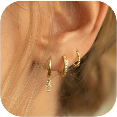 Ewrkbr Pearl Drop Earrings for Women, Dainty Gold Earrings Stack 14K Gold Plated Small Gold Huggie Hoop Earrings for Women Trendy Cute Pearl Earring Sets for Multiple Piercings Gold Jewelry for Women in Kuwait
