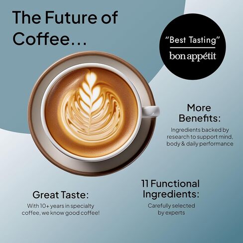 Atlas+ Coffee Superblend - قهوة الفطر الفورية مع Mane's Mane و Reishi و Cordyceps و Ashwagandha و Probiotics و Vitamin D3 & B12 - للطاقة والتركيز والمناعة وصحة الأمعاء - 28 حصص (حقيبة واحدة) in Saudi Arabia