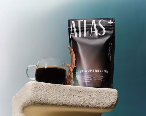 Atlas+ Coffee Superblend - قهوة الفطر الفورية مع Mane's Mane و Reishi و Cordyceps و Ashwagandha و Probiotics و Vitamin D3 & B12 - للطاقة والتركيز والمناعة وصحة الأمعاء - 28 حصص (حقيبة واحدة) in Saudi Arabia