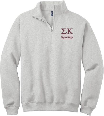 Sigma Kappa Sorority Quarter Zip Sweetshirt - Sig Kap Letter Letter Cadet Cade Pullover Sweatshirt - Sigma Kappa Apparel in Saudi Arabia