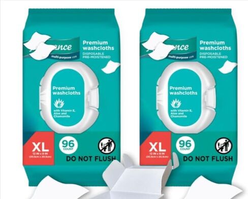 Assurance Premium Washcloths - Wipes for Adults, XL 96 Ct (2pack), White in Saudi Arabia