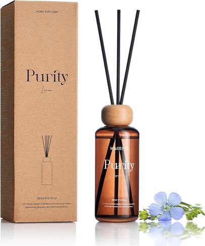 M & Sense Lavender Eucalyptus Reed Diffuser: 6.3 Fl Oz رائحة غير سامة مع العصي ، العطور الخفيفة والخفية ، هدايا الزيت الطبيعية الطبيعية الطبيعية لغرفة النوم ، ديكور الجرف والمساحات الصغيرة in Kuwait
