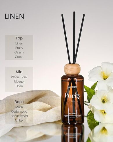 M & Sense Lavender Eucalyptus Reed Diffuser: 6.3 Fl Oz رائحة غير سامة مع العصي ، العطور الخفيفة والخفية ، هدايا الزيت الطبيعية الطبيعية الطبيعية لغرفة النوم ، ديكور الجرف والمساحات الصغيرة in Kuwait