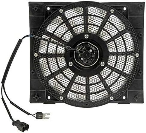A/C Condenser Fan Assembly - Compatible with 1999-2007 Isuzu NPR-HD (with RPO Code C60, Front Manual Temperature Controls) in Saudi Arabia
