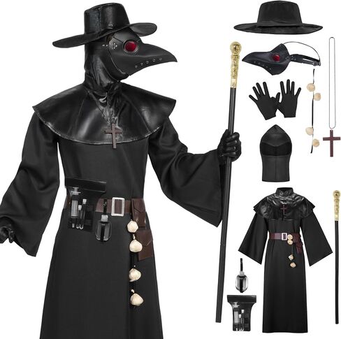 Spooktacular Creations Men Plague Doctor Costume Set, Adult Halloween Costume with Plague Doctor Accessories for Cosplay in Saudi Arabia