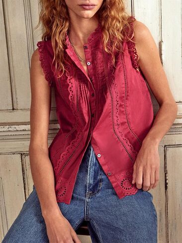 النساء اللطيفات قطع العيينة العيينة أعلى جنية cottagecore أكمام أكمام اسكالوب تقليم مطوية peplum camisole sher out out top in Kuwait
