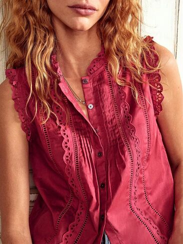 النساء اللطيفات قطع العيينة العيينة أعلى جنية cottagecore أكمام أكمام اسكالوب تقليم مطوية peplum camisole sher out out top in Kuwait