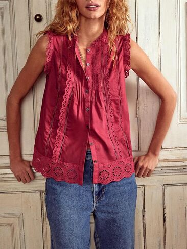النساء اللطيفات قطع العيينة العيينة أعلى جنية cottagecore أكمام أكمام اسكالوب تقليم مطوية peplum camisole sher out out top in Kuwait