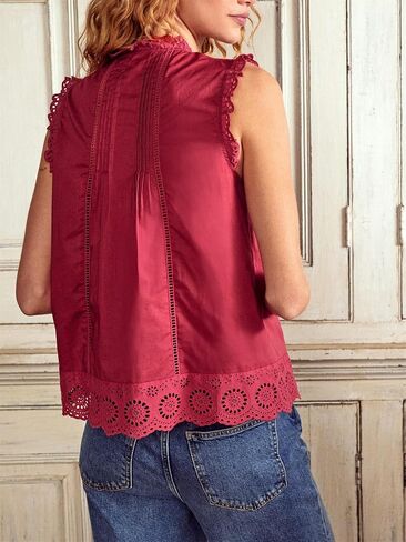 النساء اللطيفات قطع العيينة العيينة أعلى جنية cottagecore أكمام أكمام اسكالوب تقليم مطوية peplum camisole sher out out top in Kuwait