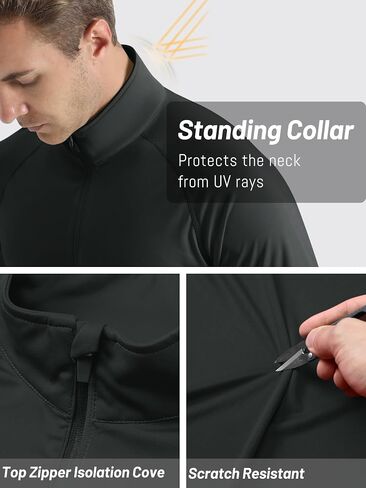 رجال UPF 50+ حماية من أشعة الشمس واقي 1/4 pullover zip up الصيد الجري القمصان in Saudi Arabia