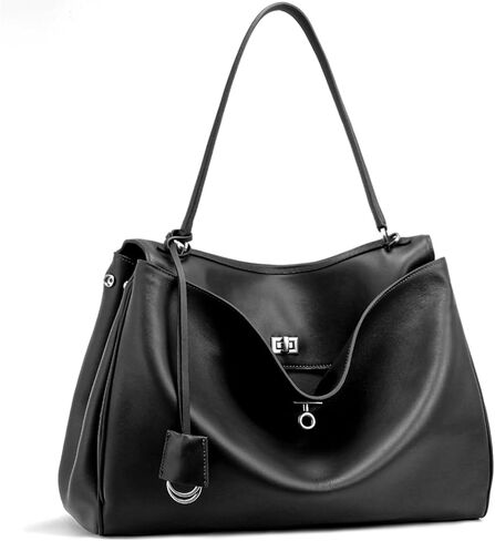 حقيبة حمل جلدية حقيقية للنساء: حقيبة اليد الكتف للأزياء السيدات ذات المقبض الأعلى للمحفظة للسيدات (X كبير) in Kuwait