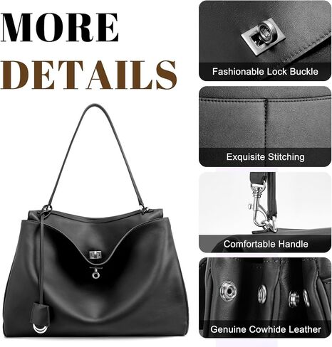 حقيبة حمل جلدية حقيقية للنساء: حقيبة اليد الكتف للأزياء السيدات ذات المقبض الأعلى للمحفظة للسيدات (X كبير) in Kuwait