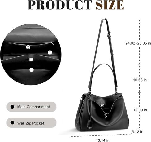 حقيبة حمل جلدية حقيقية للنساء: حقيبة اليد الكتف للأزياء السيدات ذات المقبض الأعلى للمحفظة للسيدات (X كبير) in Kuwait