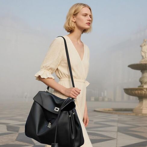 حقيبة حمل جلدية حقيقية للنساء: حقيبة اليد الكتف للأزياء السيدات ذات المقبض الأعلى للمحفظة للسيدات (X كبير) in Kuwait