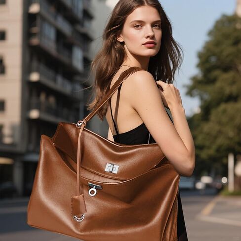 Genuine Leather Tote Bag for Women: Fashion Shoulder Handbag Ladies Top-handle Satchel Purse for Ladies (X Large) in Kuwait
