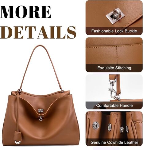Genuine Leather Tote Bag for Women: Fashion Shoulder Handbag Ladies Top-handle Satchel Purse for Ladies (X Large) in Kuwait