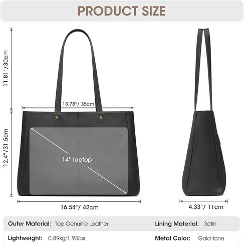 Kattee Women’s Soft Leather Work Tote Shoulder Bag,Large Capacity Designer Satchel Handbags with Luggage Sleeve in Saudi Arabia