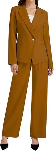Womens 2 Piece Business Casual Outfits Single Button Long Sleeve Blazer Jackets Wide Leg Pant Matching Sets in Kuwait