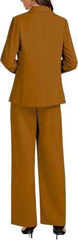 Womens 2 Piece Business Casual Outfits Single Button Long Sleeve Blazer Jackets Wide Leg Pant Matching Sets in Kuwait