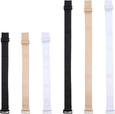 6 Pcs Bra Strap Holders for Slipping Women's Non-Slip Bra Strap Extender Elastic Adjustable Bra Strap Clips for Racerback Conceal Straps (Black, White, Skin Color) in Saudi Arabia