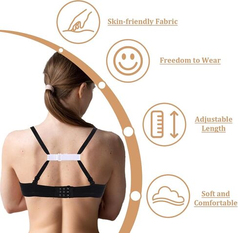 6 Pcs Bra Strap Holders for Slipping Women's Non-Slip Bra Strap Extender Elastic Adjustable Bra Strap Clips for Racerback Conceal Straps (Black, White, Skin Color) in Saudi Arabia