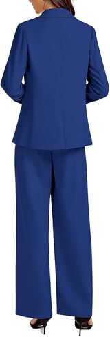 Womens 2 Piece Business Casual Outfits Single Button Long Sleeve Blazer Jackets Wide Leg Pant Matching Sets in Kuwait