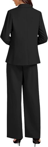 Womens 2 Piece Business Casual Outfits Single Button Long Sleeve Blazer Jackets Wide Leg Pant Matching Sets in Kuwait