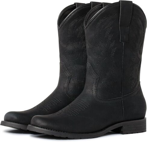 J's.O.L.E Men's Western Boots Round Toe Cowboy Boots للرجال مع التطريز الكلاسيكي على أحذية العمل الغربية in Saudi Arabia