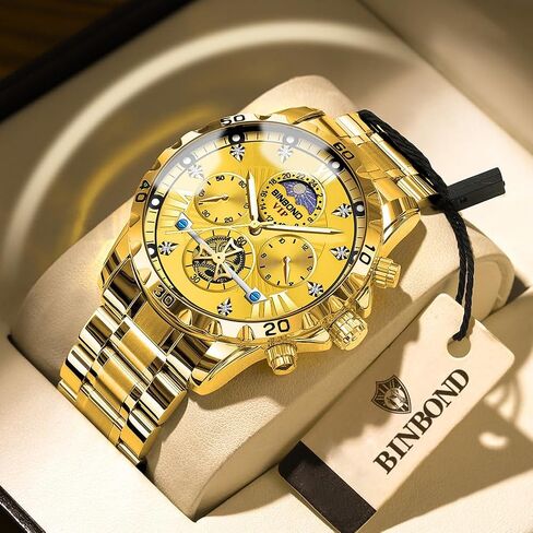 Mens Watches Big Face Dial Stainless Steel Chronograph Fashion Business Dress Diamond Multifunction Wrist Watch for Men Waterproof Luminous in Saudi Arabia