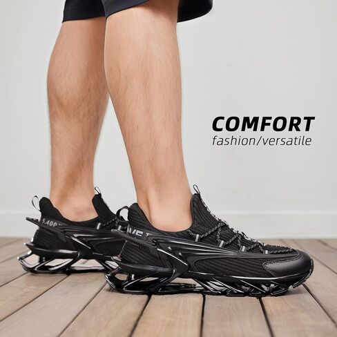 Men's Trail Runners Fashion Sneakers Breathable Mesh Running Shoes Blade Non Slip Casual Athletic Walking Shoes in Kuwait