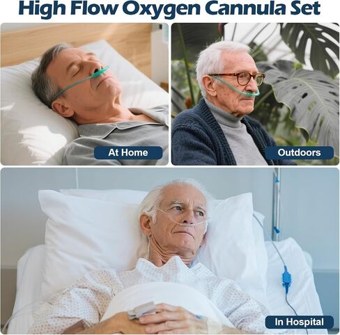 Oxygen Nasal Cannula for Adult, Standard Resistant Lightweight Oxygen Tubing Cannula - 7 ft, Green, 5 Pack in Saudi Arabia