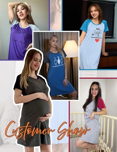 Ekouaer Womens Nightgown Short Sleeve Night Dress Printed Sleepwear Soft Sleep Shirt S-3XL in Saudi Arabia